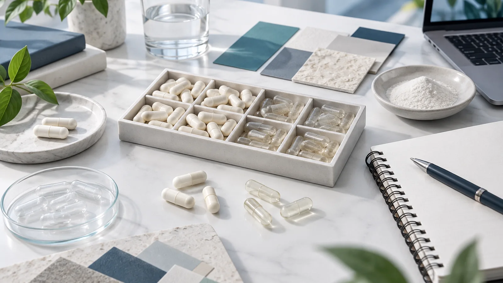 Illustrative capsule samples and planning materials for evaluating an ODM capsule manufacturing partner