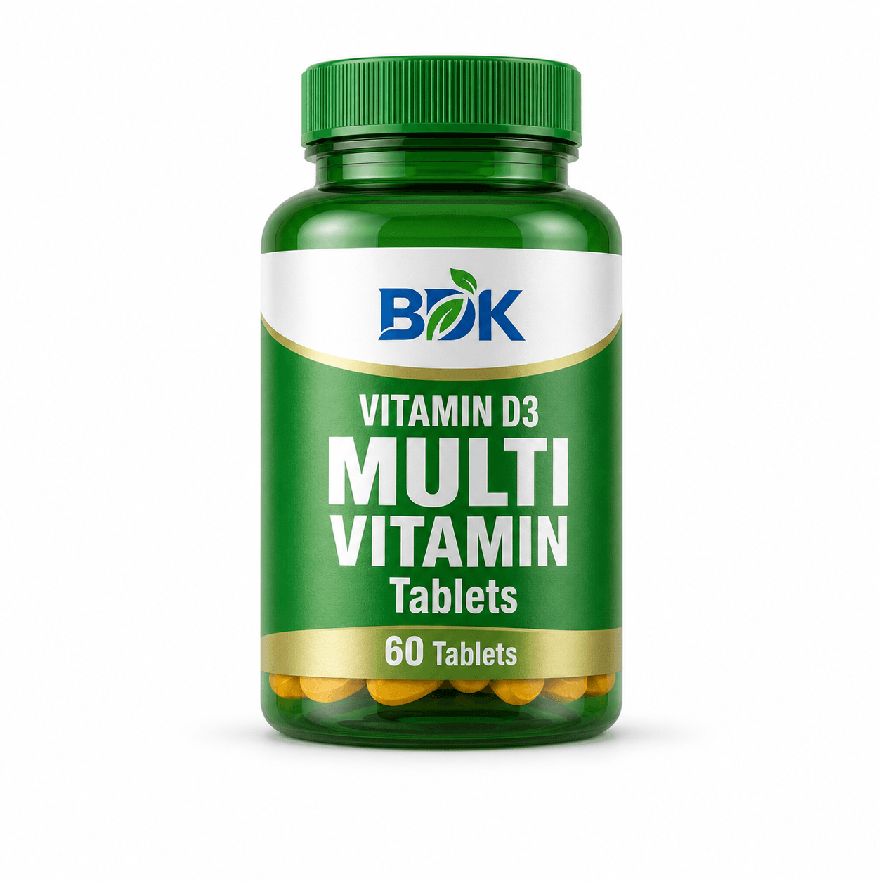 BDK multivitamin tablet bottle prepared for a private-label project example