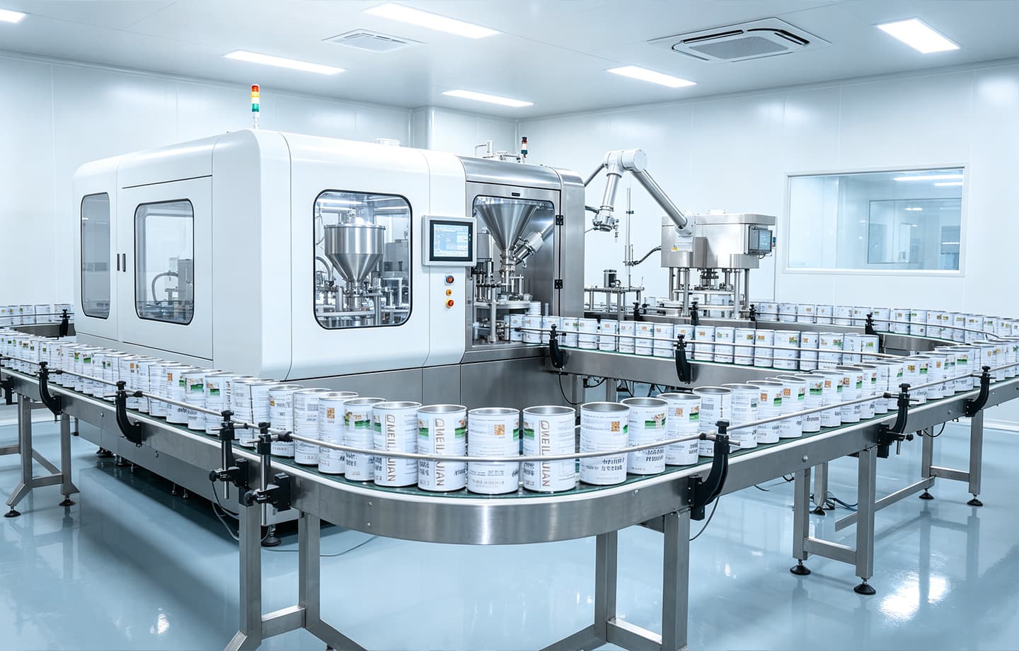 Automated packaging line for finished supplement products