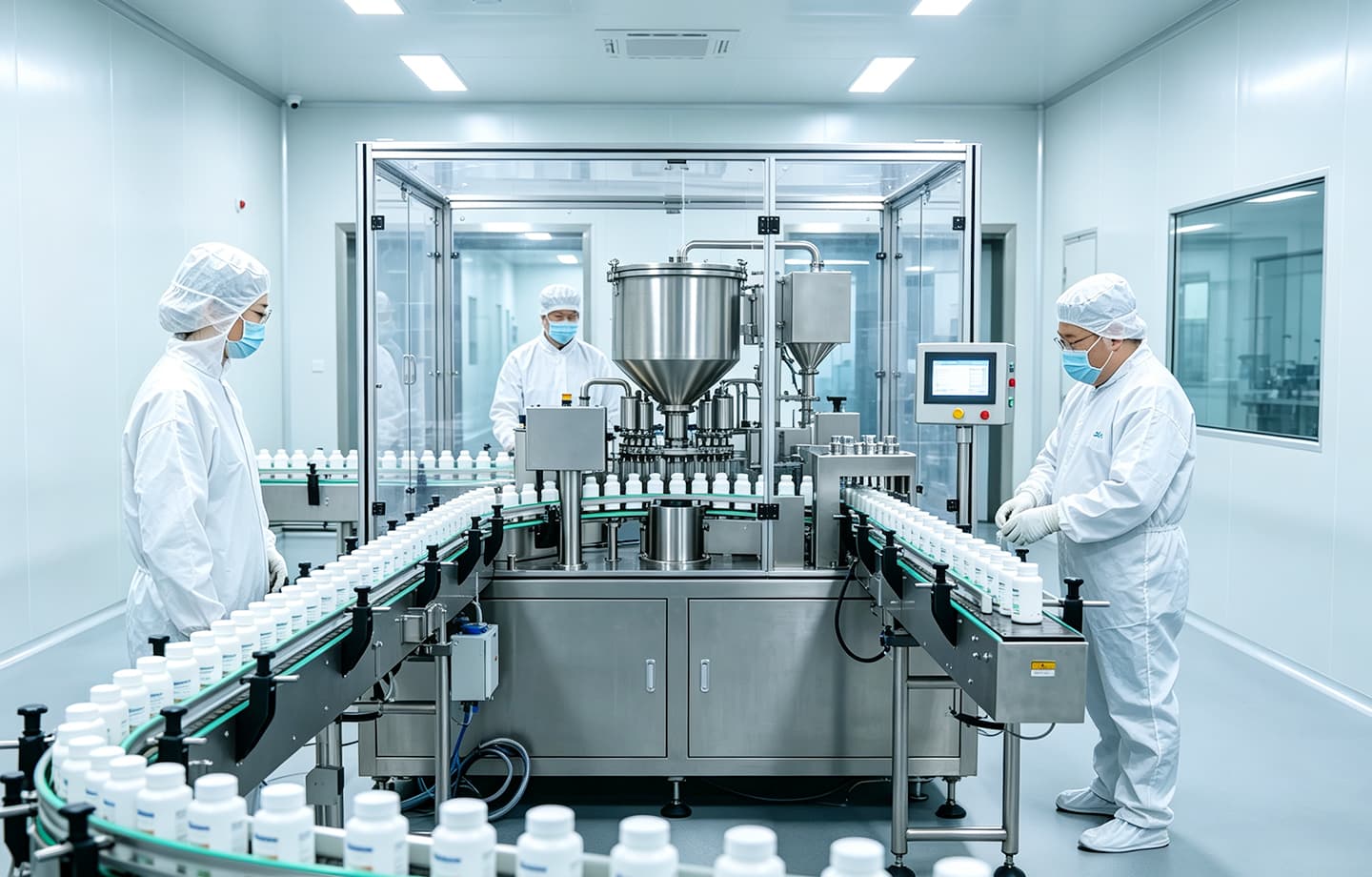 Automated bottle filling production line