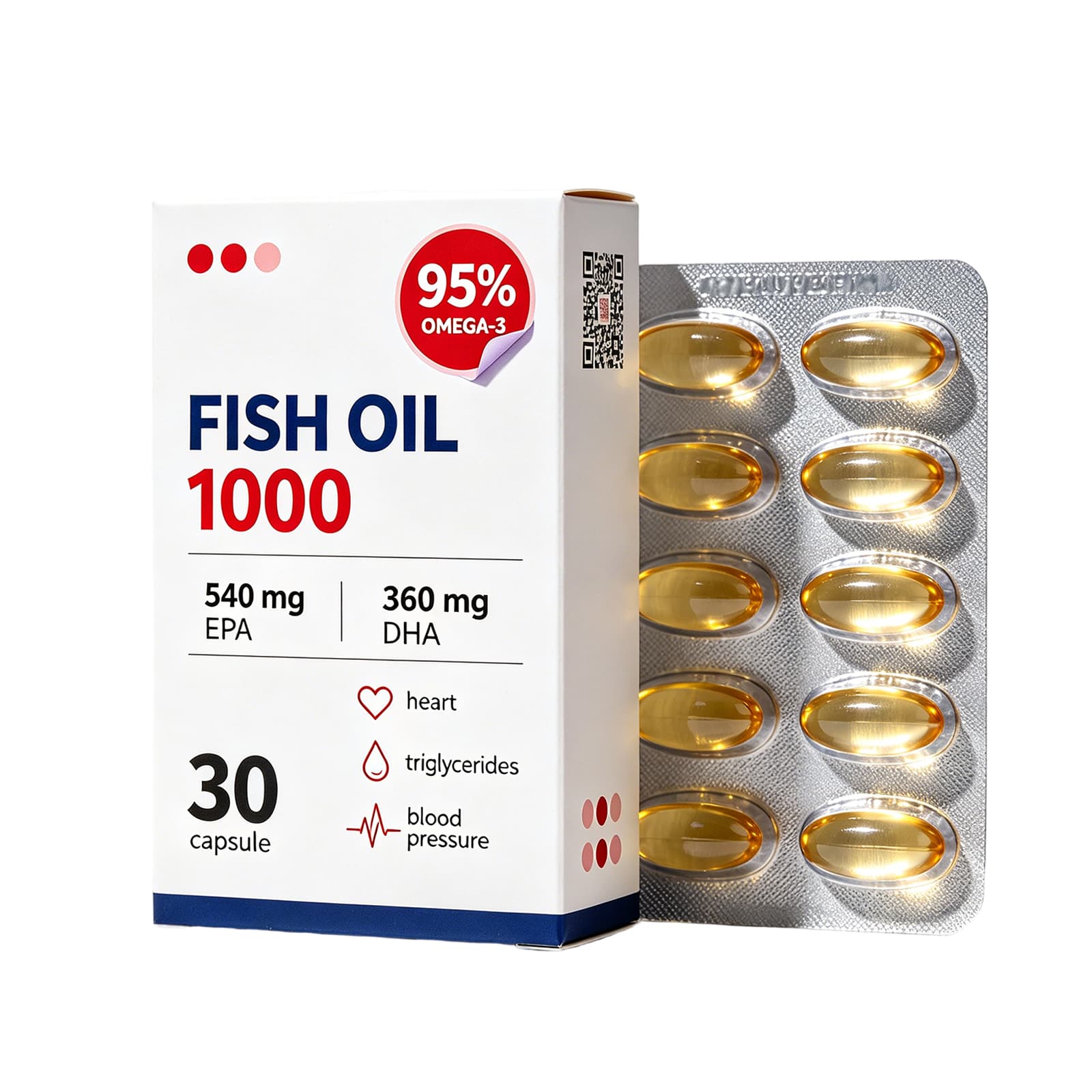 Omega-3 Softgels supplement product presentation