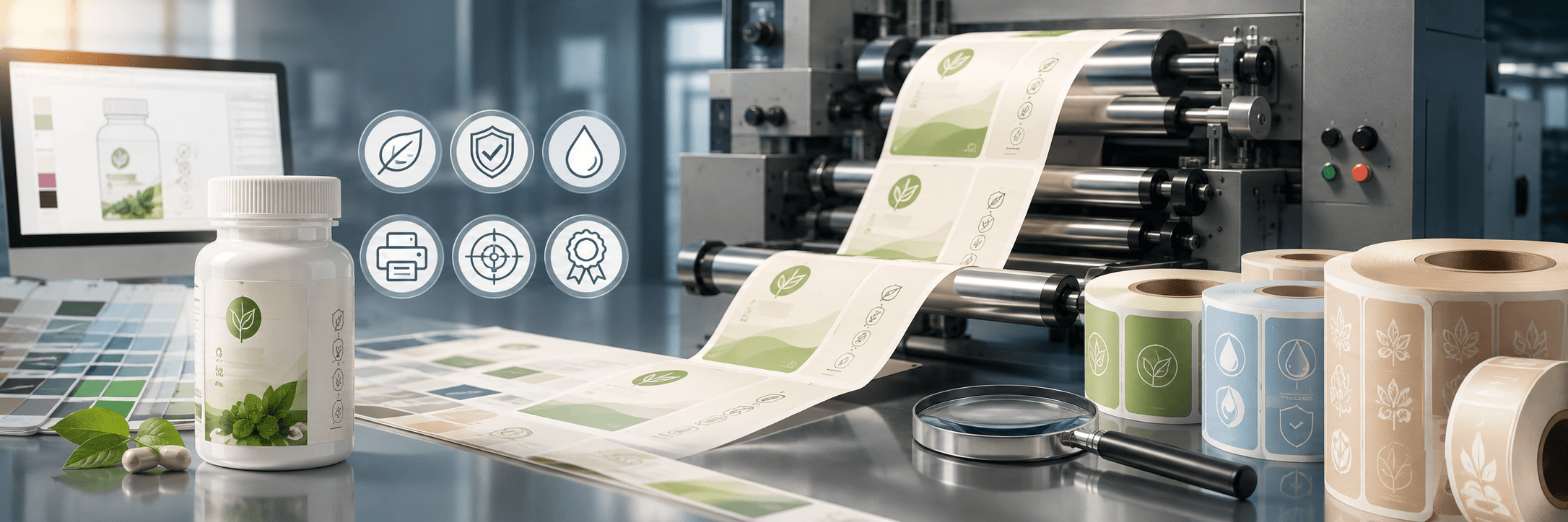 Supplement label design and printing production scene