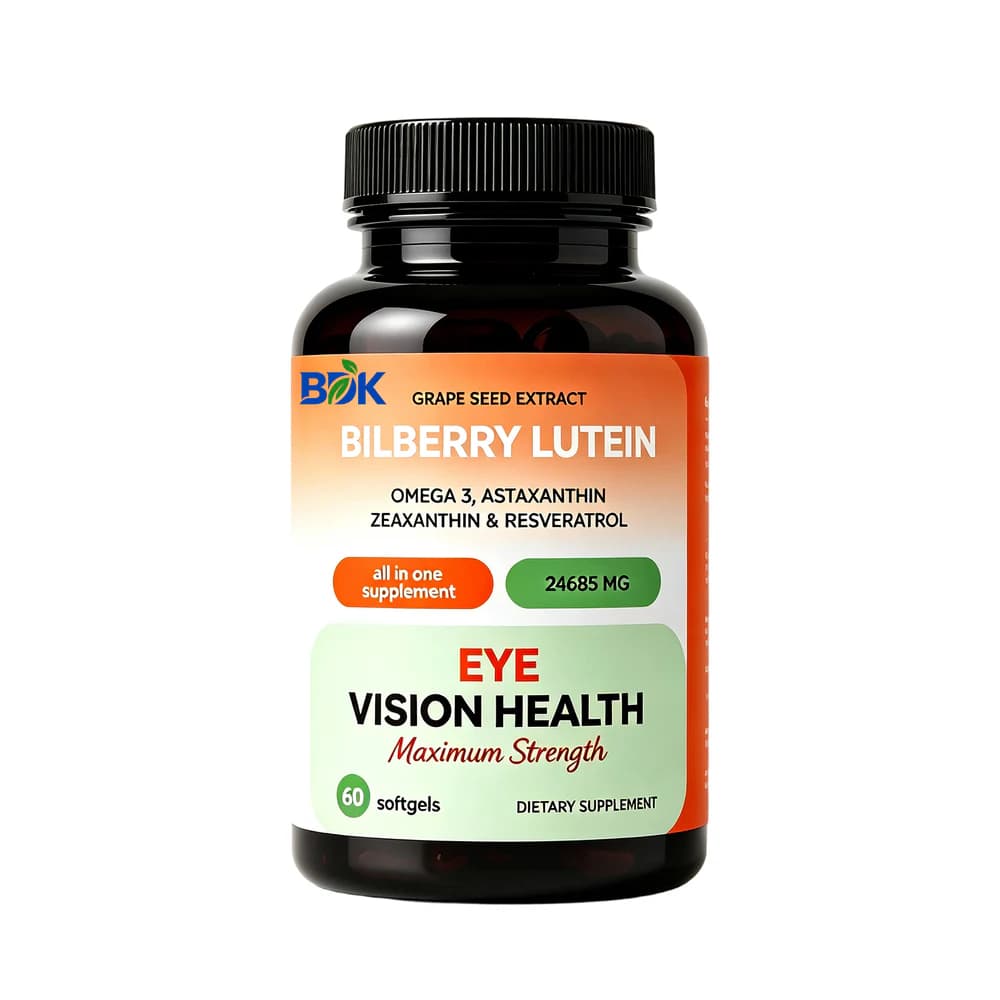 Bilberry Lutein Softgels supplement product presentation