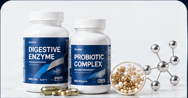 Digestive enzyme and probiotic supplement products for digestive wellness projects