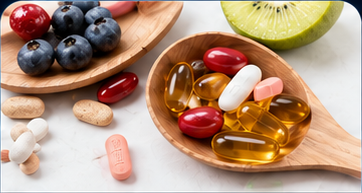 Vitamins, minerals and supplement dosage forms for daily wellness product projects